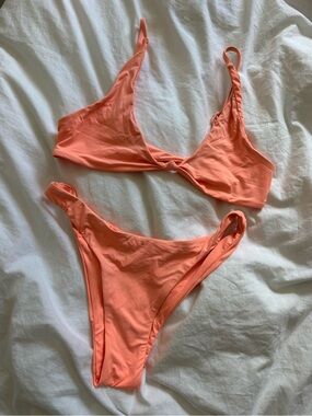 Toast Coral Knot Front Bikini Set